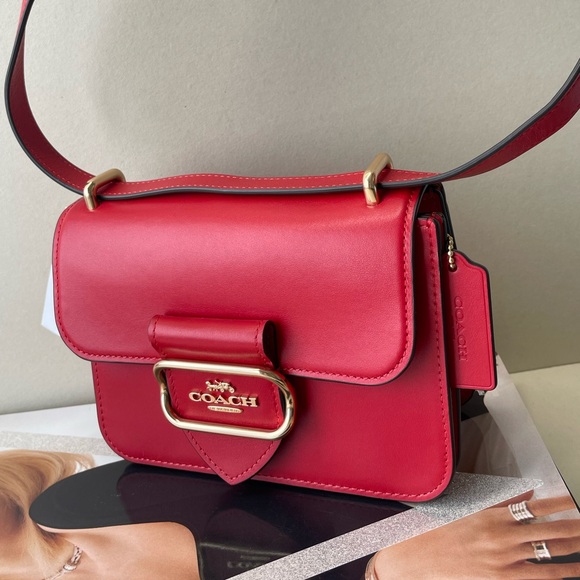 (new+card) Coach Morgan crossbody adjustable strap bag red size 7.25 x 5.25 inch - Picture 1 of 13